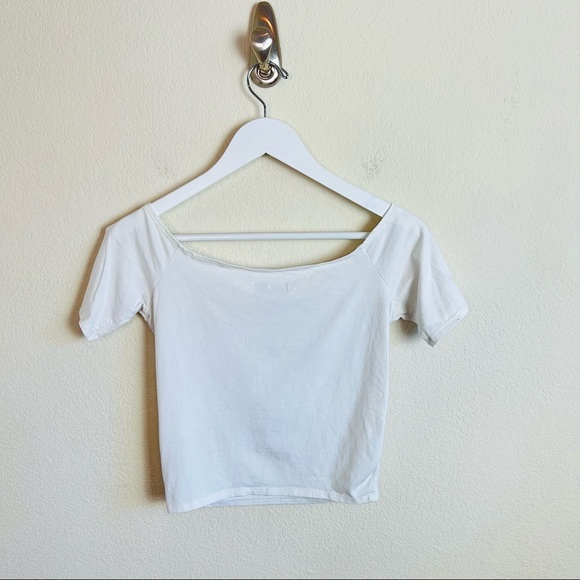 Abercrombie & Fitch White Bardot Off Shoulder Soft & Stretchy Top Blouse - Picture 5 of 8